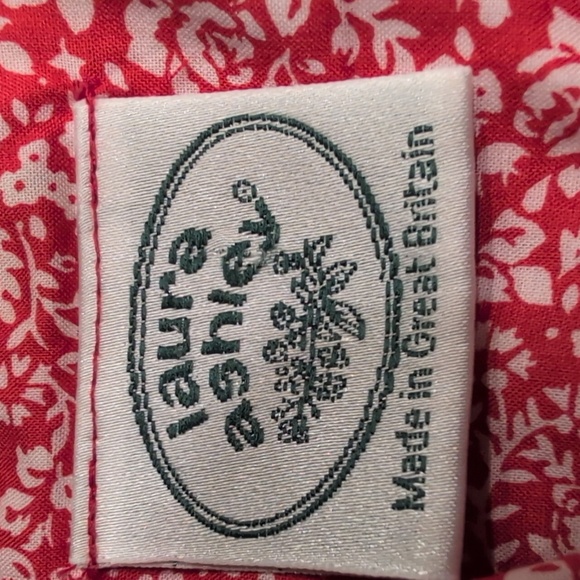 Vintage 90s Laura Ashley Red Floral Drop Waist Sailor Dress Size 10 - Picture 8 of 12